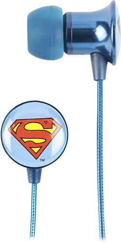 Front. Bioworld - Superman Earbud Headphones - Blue.