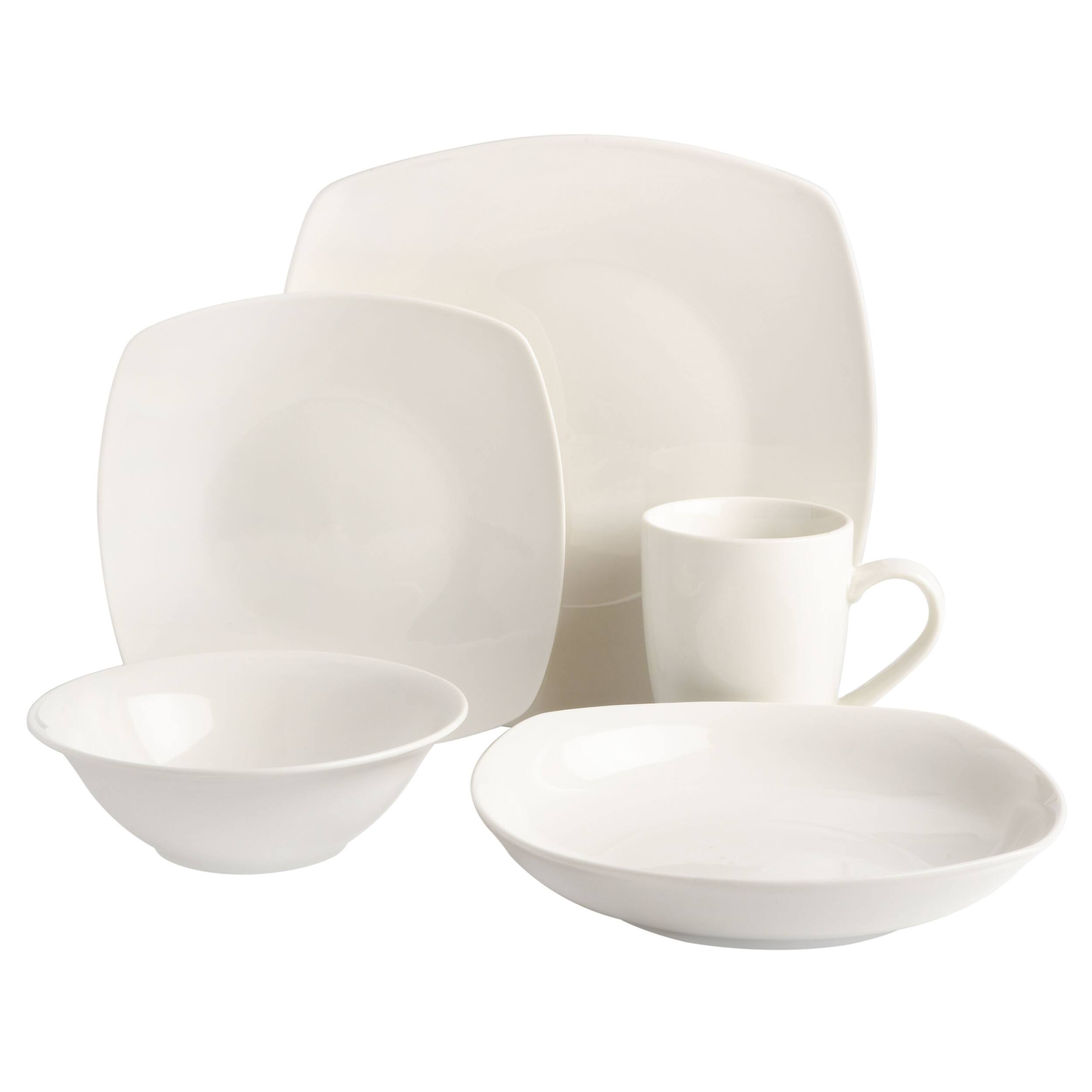 Alt View 1. Gibson - Gibson Home Liberty Hill 30 Piece Soft Square Porcelain Dinnerware Set in White - White.