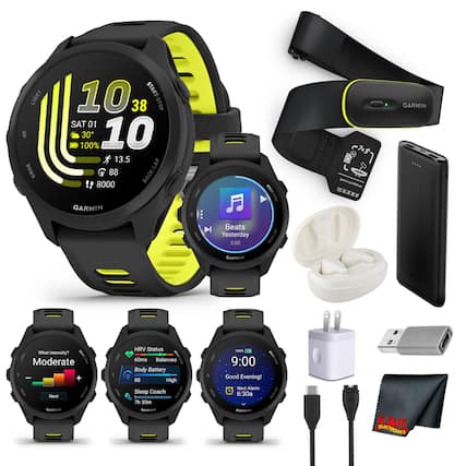 LIGHT UP DOWN 10 38 START-STOP STOP SAT 01 100% 30 10 13.5 LAP 8000 88 BACK-LAP GARMIN FORERUNNER LBHT CRUIS 7x XXE A GARMIN Beats Yesterday 2:00 Bace-LAP GARMIN What intensity? I Moderate + Next ARNIN LINT I HRV Status I 60ms Balanceo i Body Battery B High Sleep Coach 1S1 ....ww 7h 50m GARMIN smo 100% I 9:00 Good Evening! Next Alarm 6:30a I GARMIN KAVE ELECTRONICS