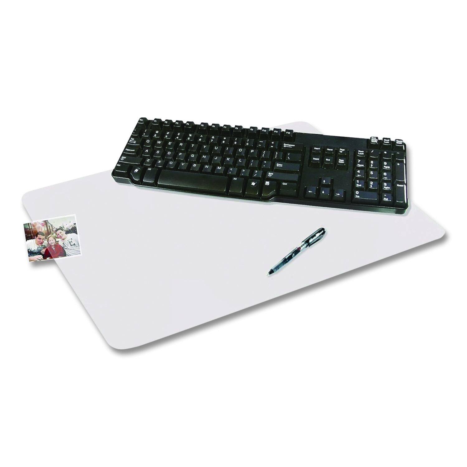 Left. Artistic - Eco-Clear Desk Pad with Antimicrobial Protection 17" x 22" Clear.