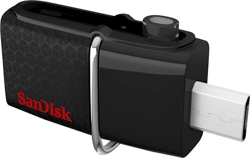 SanDisk - Ultra Dual 16GB Micro USB/USB 3.0 Type A Flash Drive - Black - Larger Front
