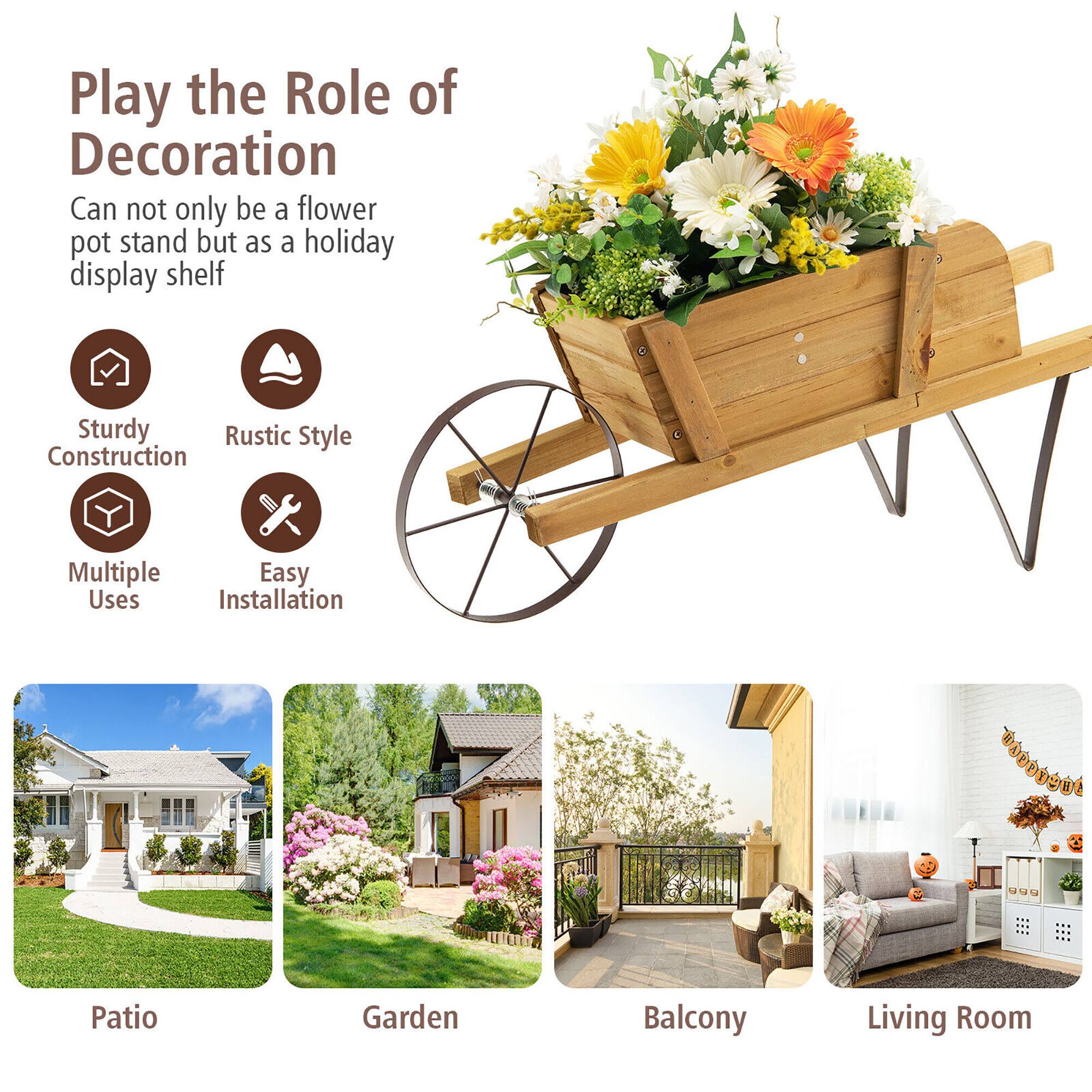 Play the Role of Decoration  
Can not only be a flower pot stand but as a holiday display shelf  

Sturdy Construction  
Rustic Style  
Multiple Uses  
Easy Installation  

Patio  
Garden  
Balcony  
Living Room