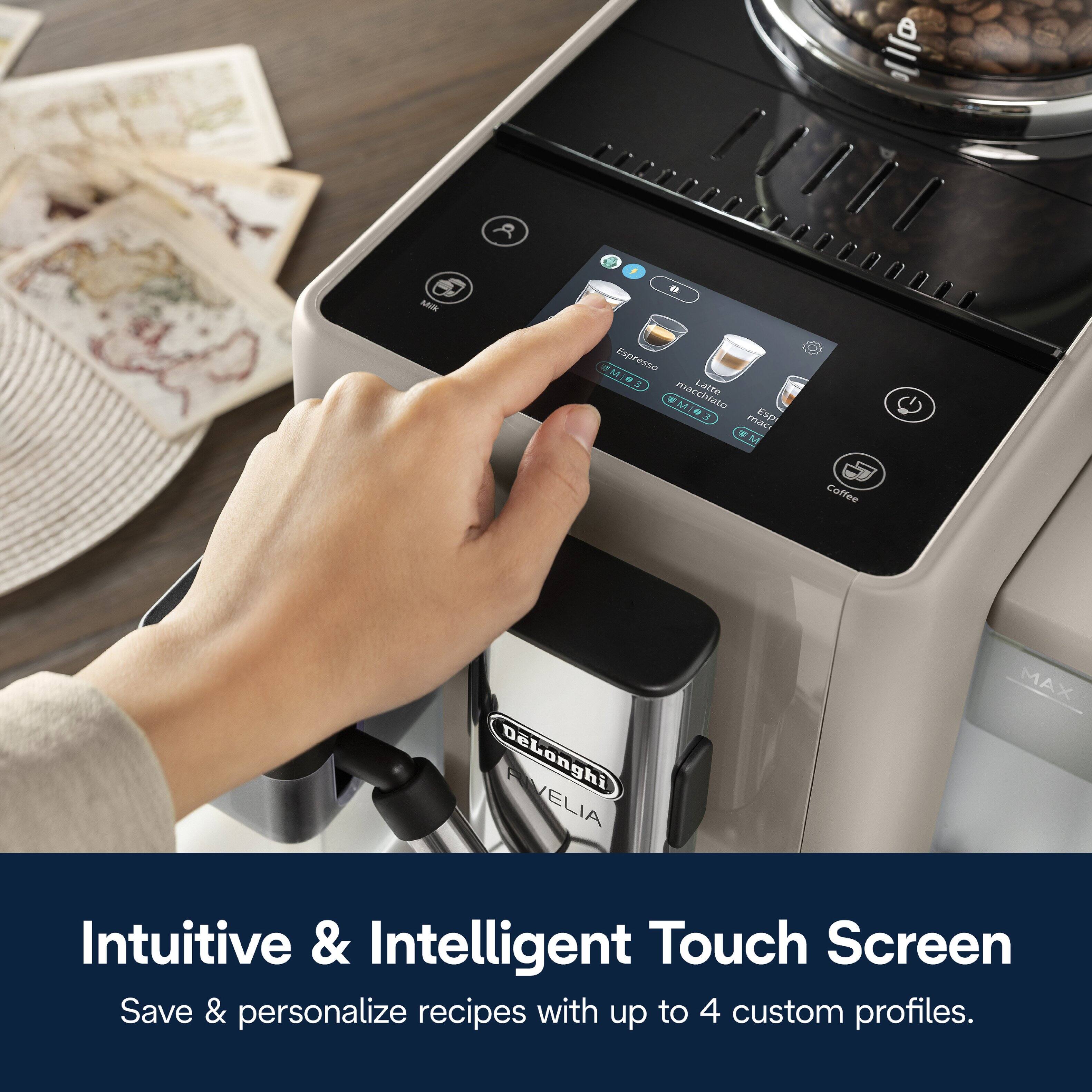 A MI o Espresso MI ato Latte MG mac Esp M Coffee Delonghi VELIA MAX Intuitive & Intelligent Touch Screen Save & personalize recipes with up to 4 custom profiles.