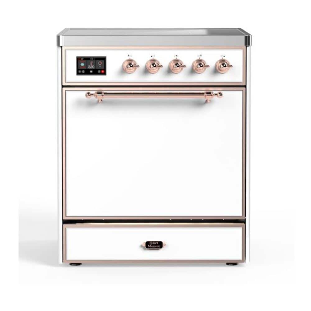 ILVE - Majestic II 30 inch Induction Range with 4 Elements ( Copper Trim) - White