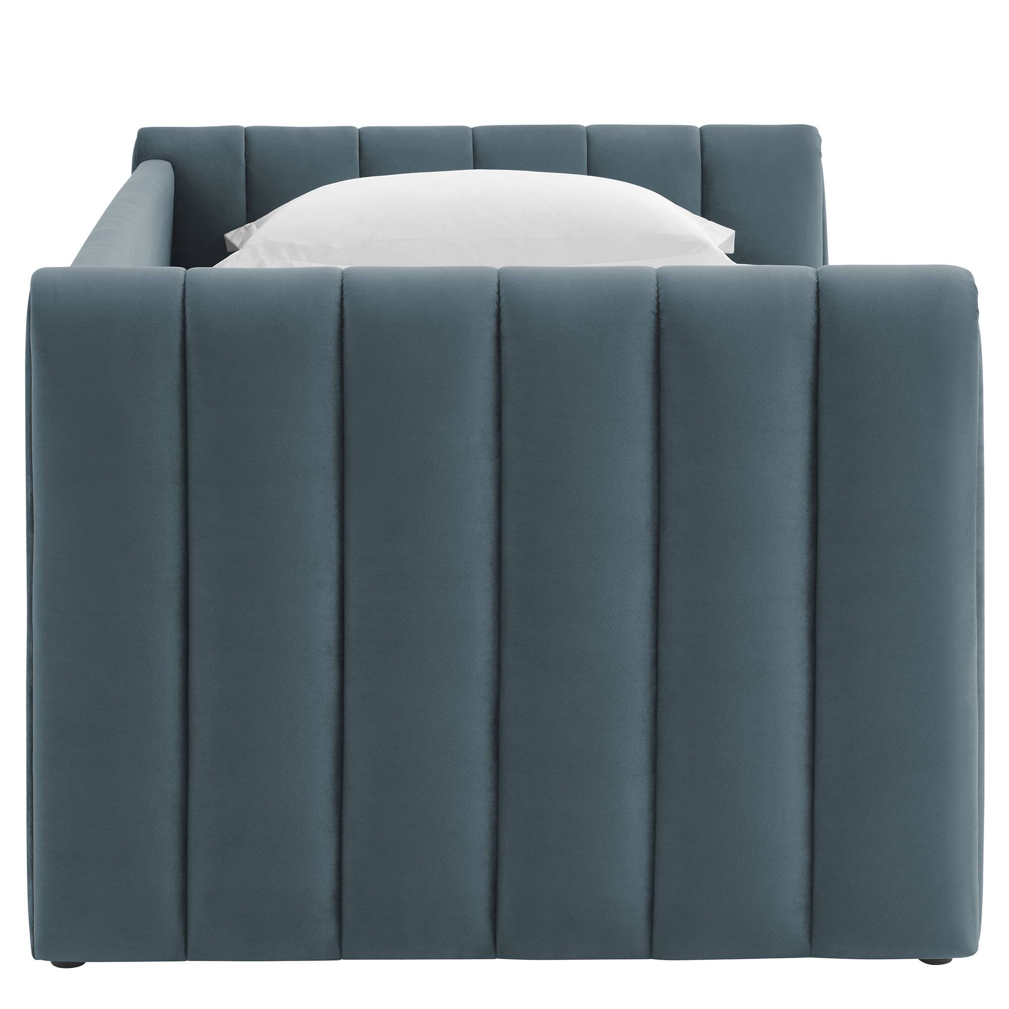 Alt View 6. Modway - Veyla Channel Tufted Performance Velvet Twin Daybed With Trundle by Modway - Cadet Blue.