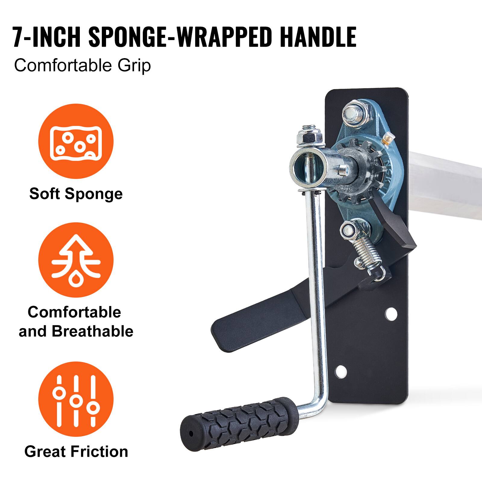 7-INCH SPONGE-WRAPPED HANDLE  
Comfortable Grip  

- Soft Sponge  
- Comfortable and Breathable  
- Great Friction