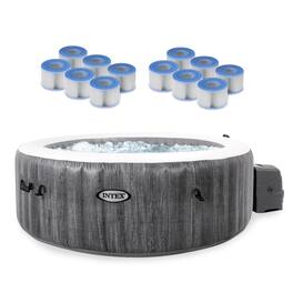 Intex - PureSpa Plus Greywood Inflatable Hot Tub Jet Spa with Filter Cartridges - Gray