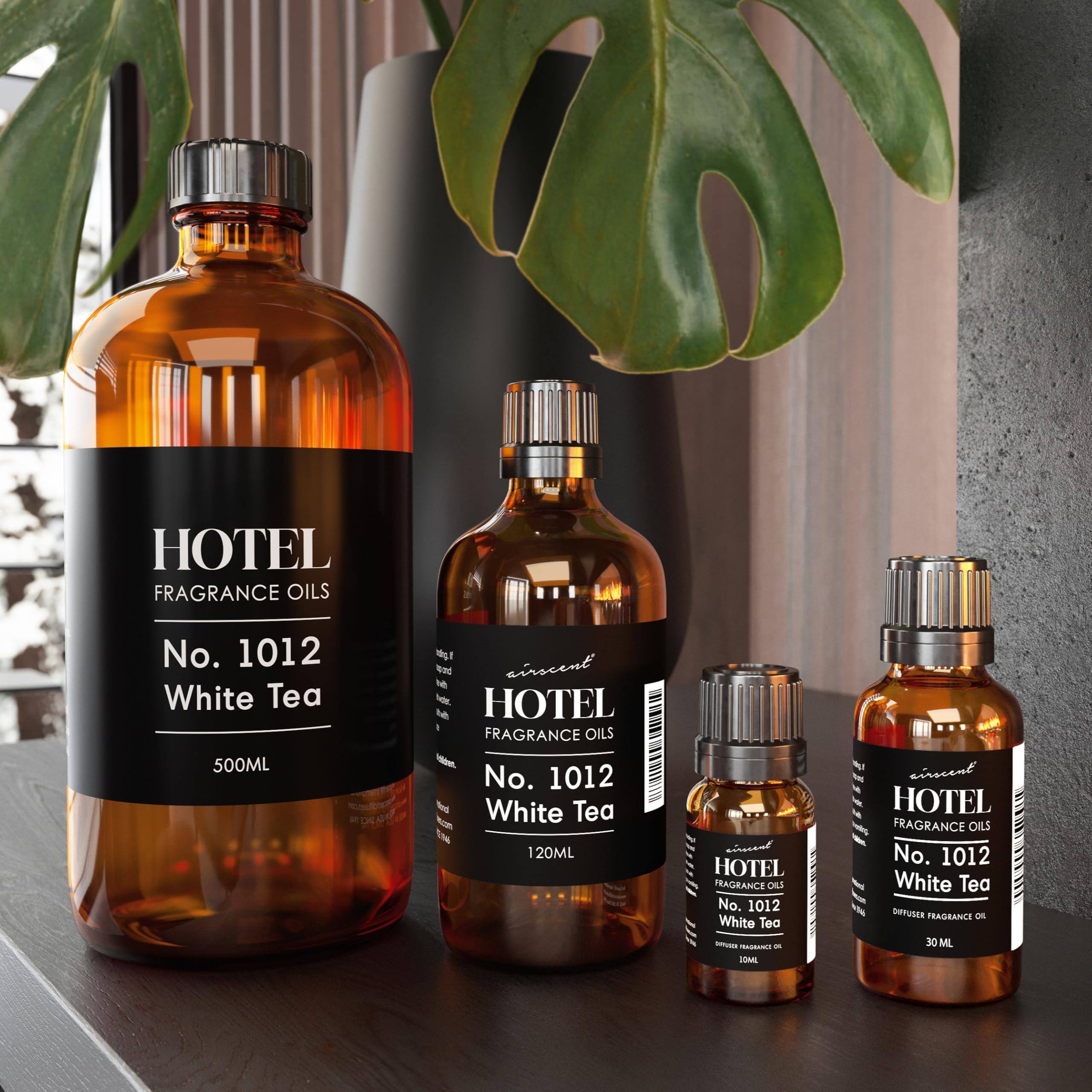 HOTEL FRAGRANCE OILS  
No. 1012 White Tea  
500ML  

HOTEL FRAGRANCE OILS  
No. 1012 White Tea  
120ML  

HOTEL FRAGRANCE OILS  
No. 1012 White Tea  
30ML