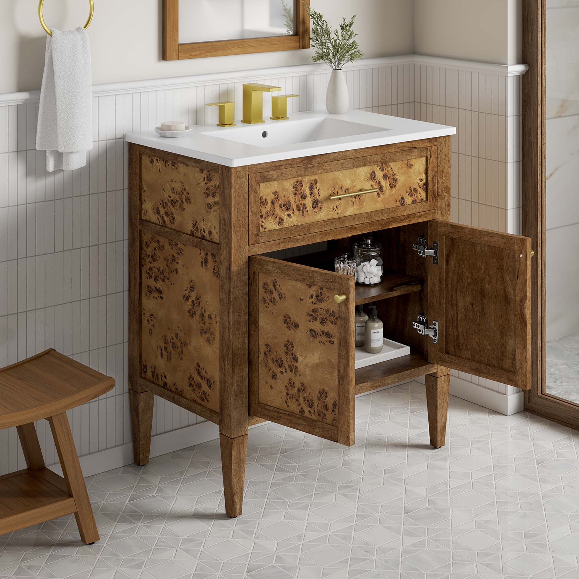 Alt View 1. Modway - Elysian Bathroom Vanity Basin Included by Modway - White Brown.