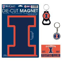 WinCraft - Illinois Fighting Illini 4-Pack Key Rings and Magnets Set - Multicolor