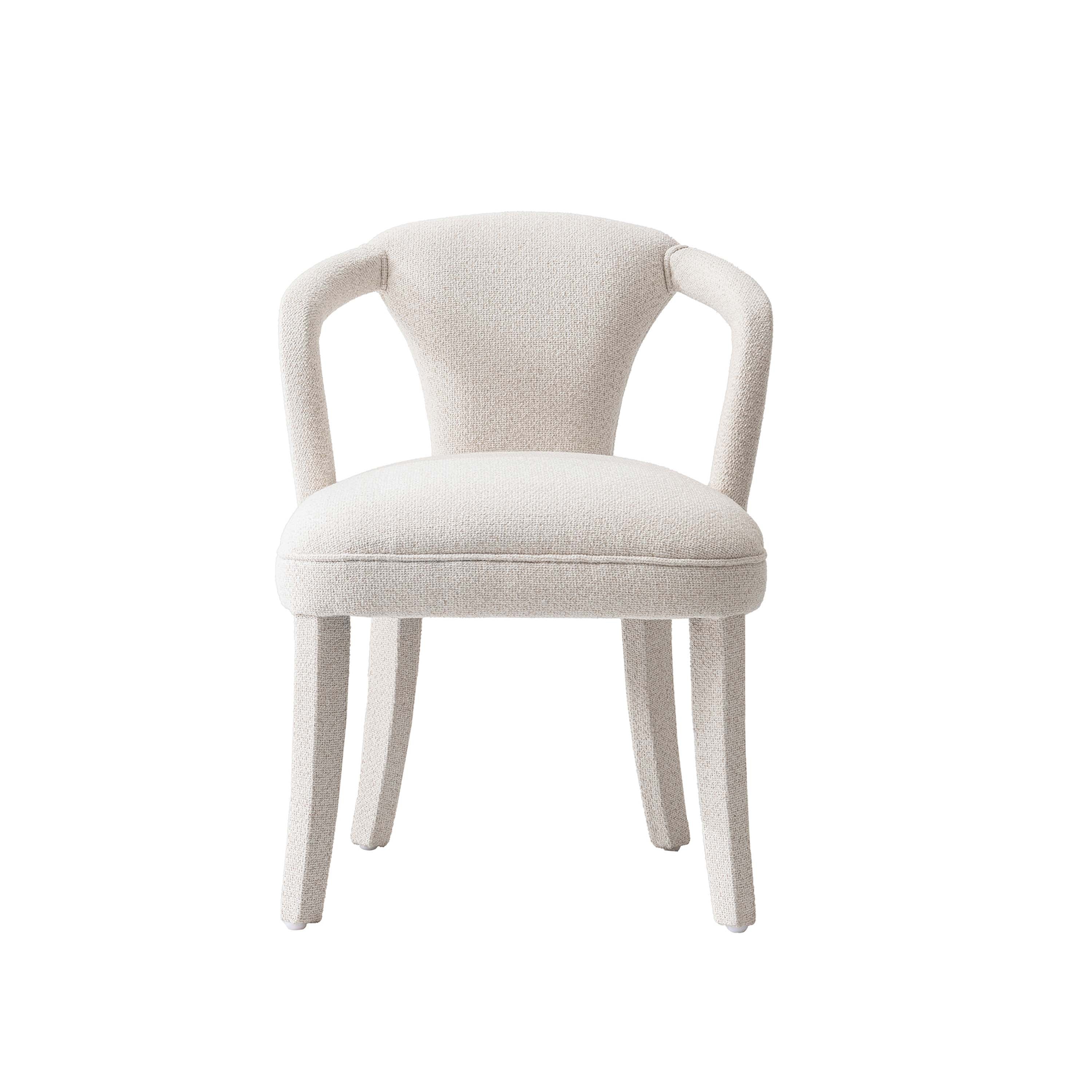Front. Manhattan Comfort - Palmer Mid-Century Modern Upholstered Tweed Dining Chair with Arms - Ivory.
