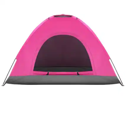 Front. Home Collection - Portable 3-4 Person Dome Camping Tent Waterproof Outdoor Shelter with Carry Bag - Pink - Pink.