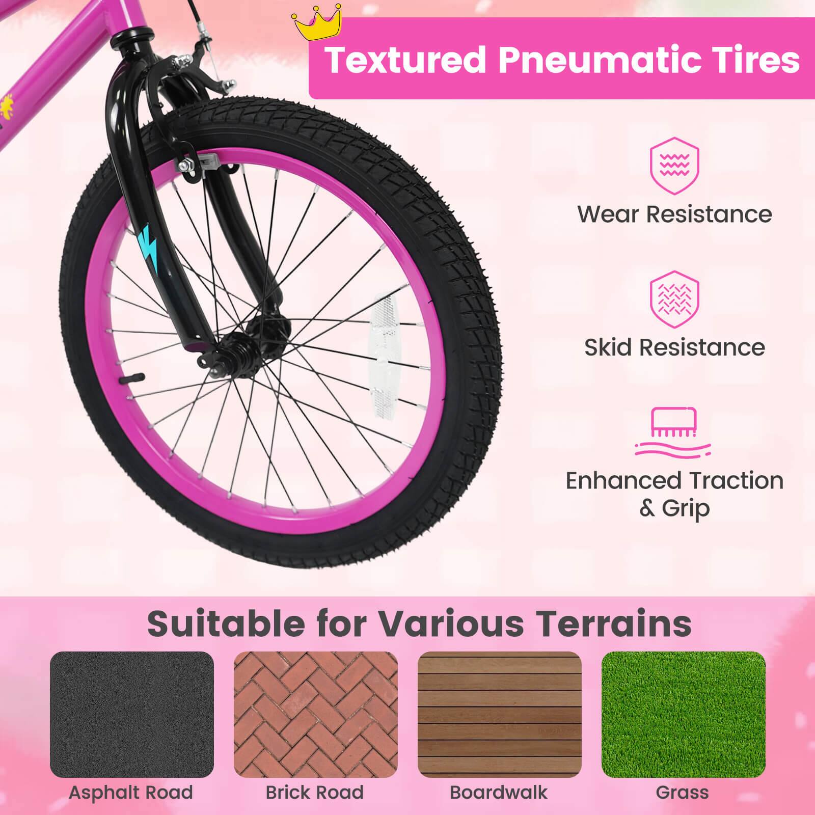 Textured Pneumatic Tires

- Wear Resistance
- Skid Resistance
- Enhanced Traction & Grip

Suitable for Various Terrains

- Asphalt Road
- Brick Road
- Boardwalk
- Grass