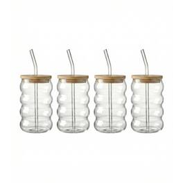 Jay Import - Lily Set of 4 Glass Sippers 18oz - Clear