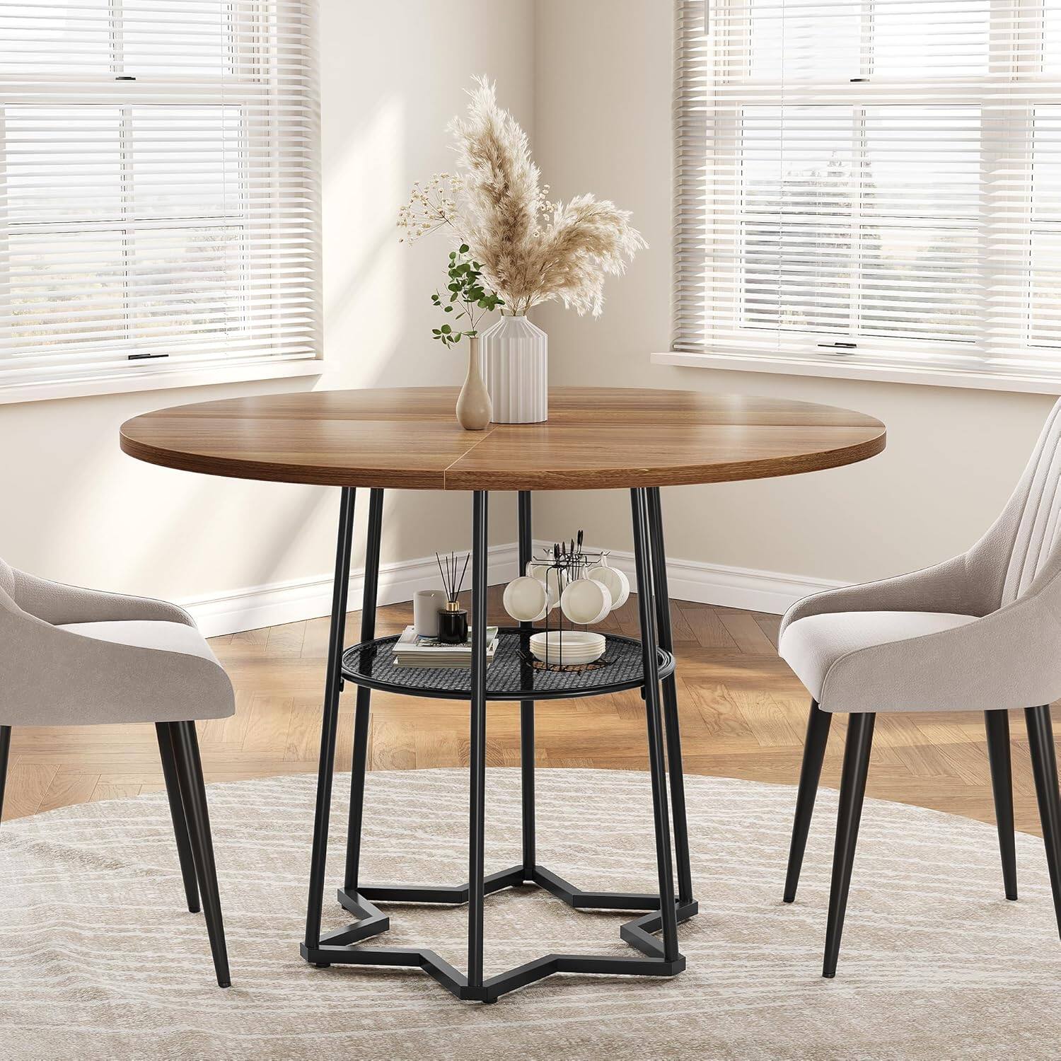 Alt View 6. Jojoka - Kitchen Table Round Dining Table for Dining Room, Home Office, Living Room - Multiple colors.