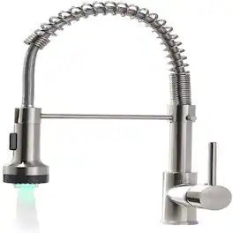 Ropilly - Commercial LED Kitchen Faucet Pull Down Kitchen Faucet Single Handle Kitchen Sink Faucet - Brushed Nickel