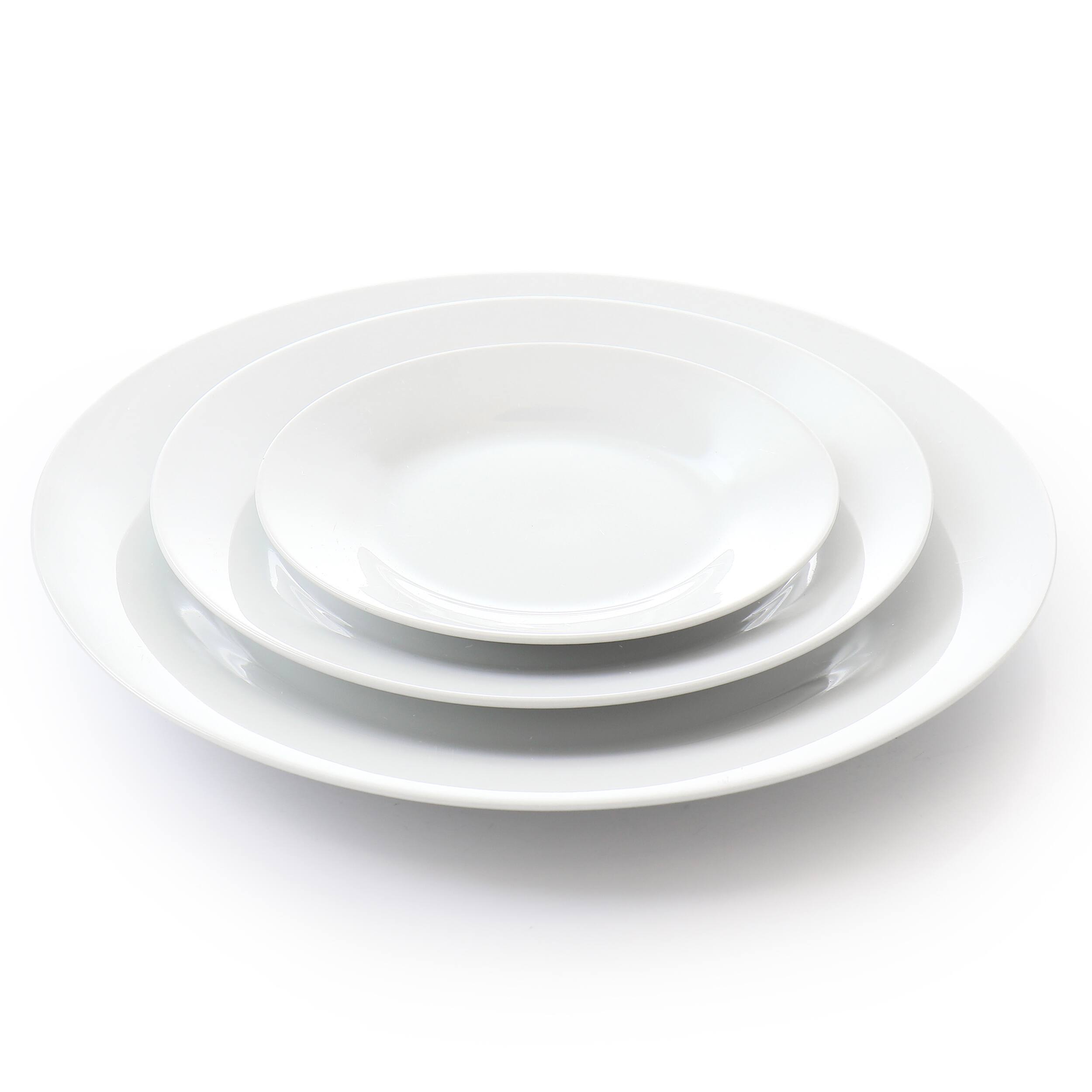 Alt View 3. Elama - Elama 3 Tier Round Plate Porcelain Serveware Set - White.