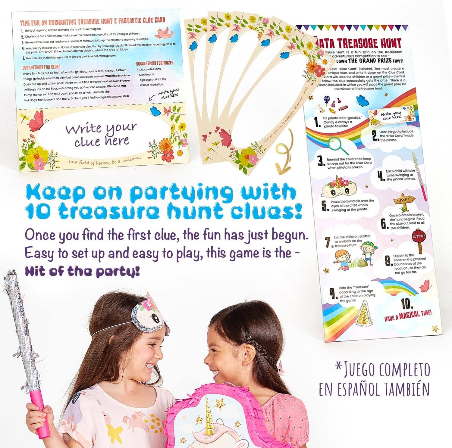 **Tips for an Enchanting Treasure Hunt & Fantastic Clue Card**

1. Think of flying fairies to make the hunt more magical.
2. Challenge the children but keep it simple. A treasure hunt is a fun activity, not a memory test.
3. Use a "Clue Card" to guide the children in a specific direction. Hide the "Clue Card" in a place where the children are getting close to the next clue.
4. Suggestion for music: Play a song in the background to create a whimsical atmosphere.
   - "I Have 5 Legs but No Tail" - Answer: Spider
   - "I Have 4 Legs but No Tail" - Answer: Dog
   - "I Have 2 Legs but No Tail" - Answer: Human
   - "I Have 0 Legs but No Tail" - Answer: Car
   - "I Have 1 Leg but No Tail" - Answer: Table
   - "I Have 3 Legs but No Tail" - Answer: Stool
   - "I Have 6 Legs but No Tail" - Answer: Insect
   - "I Have 8 Legs but No Tail" - Answer: Octopus
   - "I Have 