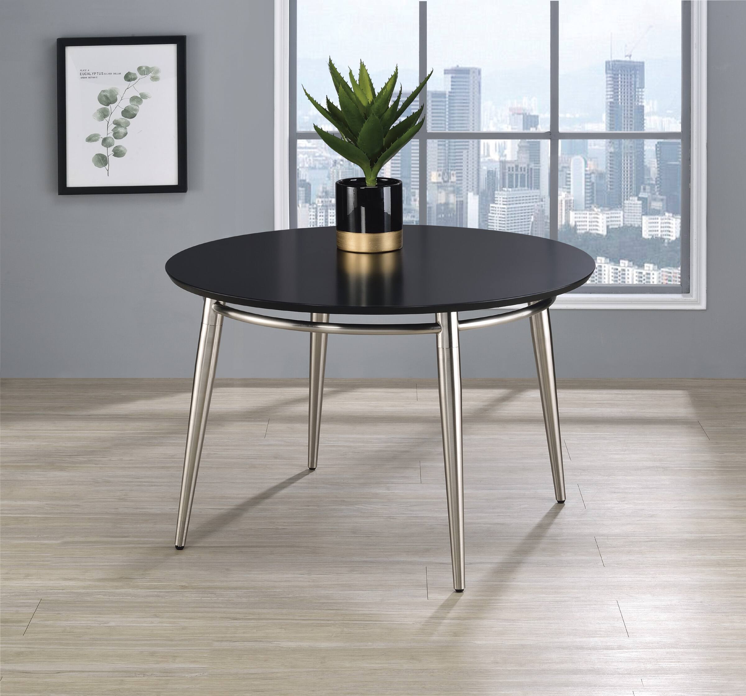 Alt View 2. OSP Home Furnishings - Brooklyn Round Coffee Table - Black / Brushed Nickel.