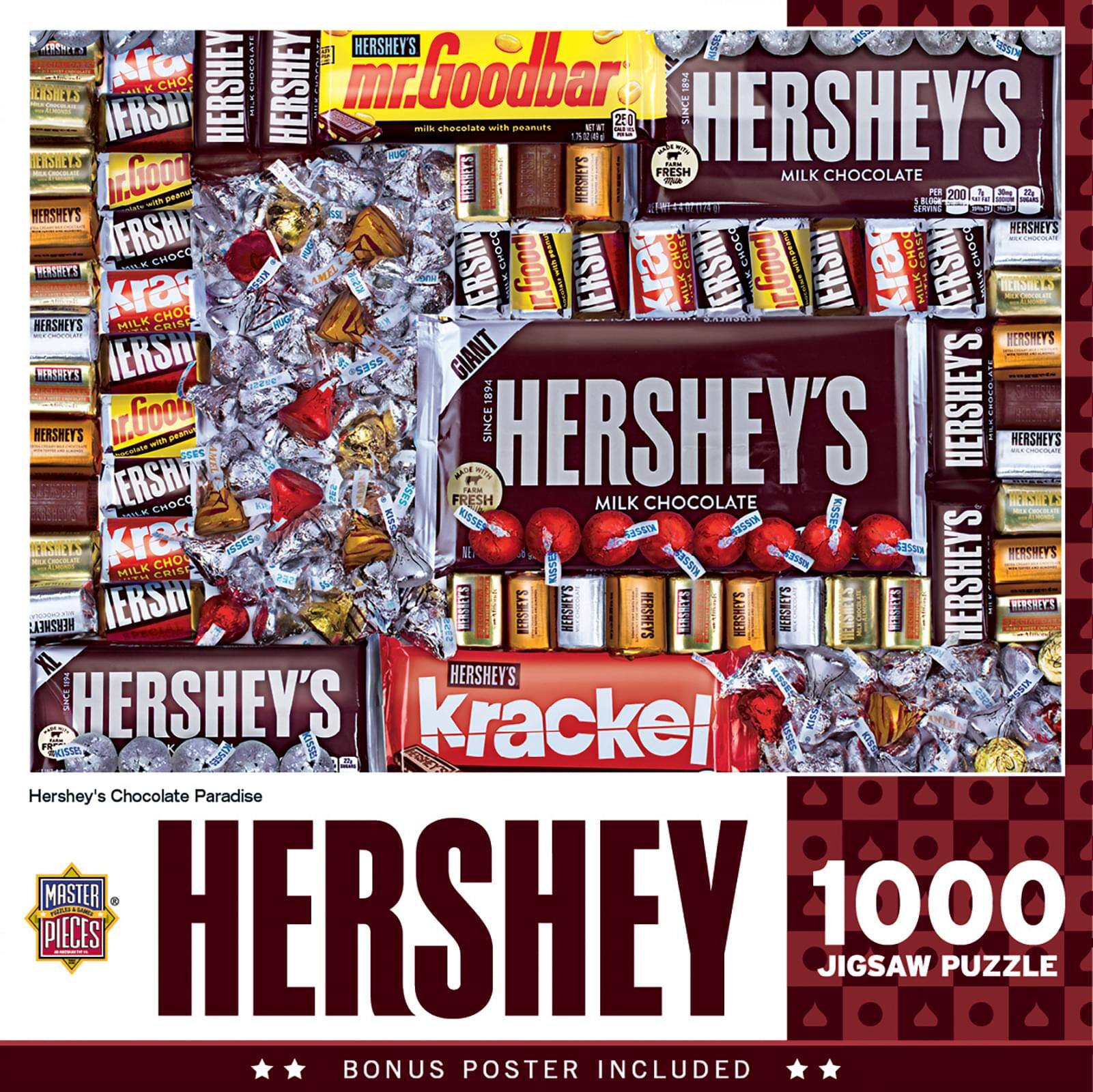 Sure, here is the corrected and grouped text from the image:

---

**Hershey's Chocolate Paradise**

**HERSHEY'S**

**1000 JIGSAW PUZZLE**

**BONUS POSTER INCLUDED**

---

**HERSHEY'S**

**Milk Chocolate**

**HERSHEY'S**

**Krackel**

**HERSHEY'S**

**Mr. Goodbar**

**HERSHEY'S**

**Kisses**

**HERSHEY'S**

**Milk Chocolate**

**HERSHEY'S**

**Kisses**

**HERSHEY'S**

**Kisses**

**HERSHEY'S**

**Kisses**

**HERSHEY'S**

**Kisses**

**HERSHEY'S**

**Kisses**

**HERSHEY'S**

**Kisses**

**HERSHEY'S**

**Kisses**

**HERSHEY'S**

**Kisses**

**HERSHEY'S**

**Kisses**

**HERSHEY'S**

**Kisses**

**HERSHEY'S**

**Kisses**

**HERSHEY'S**

**Kisses**

**HERSHEY'S**

**Kisses**

**HERSHEY'S**

**Kisses**

**HERSHEY'S**

**Kisses**

**HER