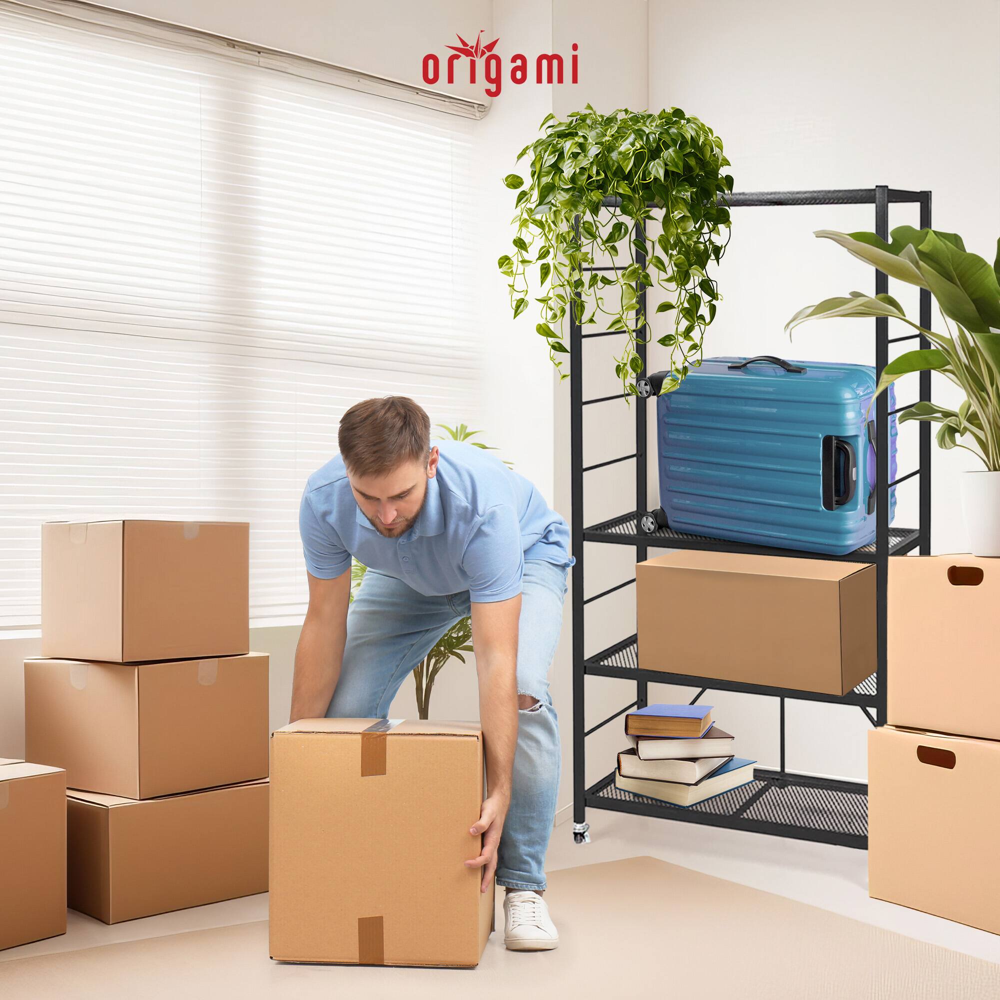 Alt View 10. Origami - Origami R2 Series Folding Steel Storage Rack with Adjustable Shelves, Black - Black.