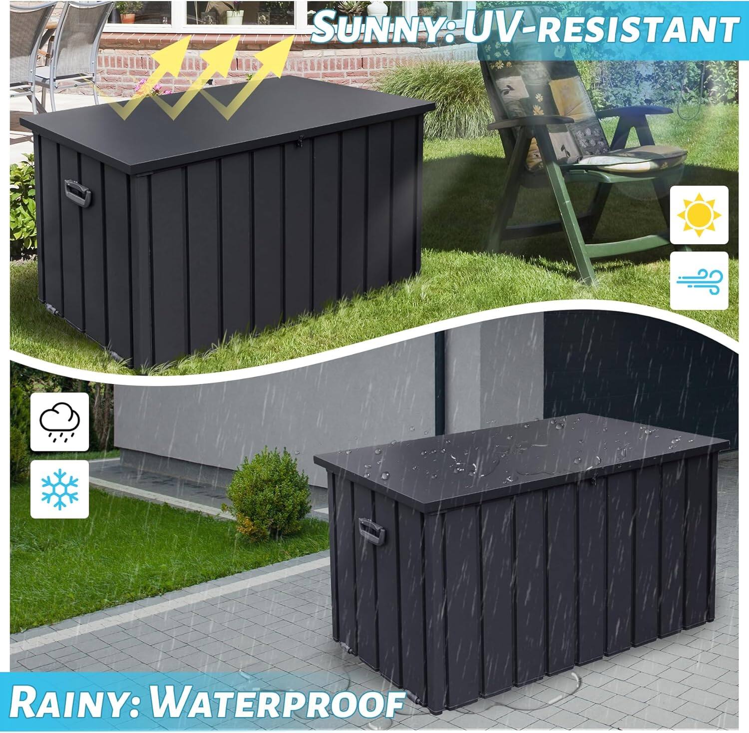 SUNNY: UV-RESISTANT  
RAINY: WATERPROOF