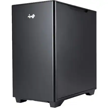 Front. In Win - In Win IW-CS-A5BLK-1AM120S A5 Computer Case - Mid-tower - Black - Tempered Glass, Aluminium, Acrylonitrile Butadiene - Black.