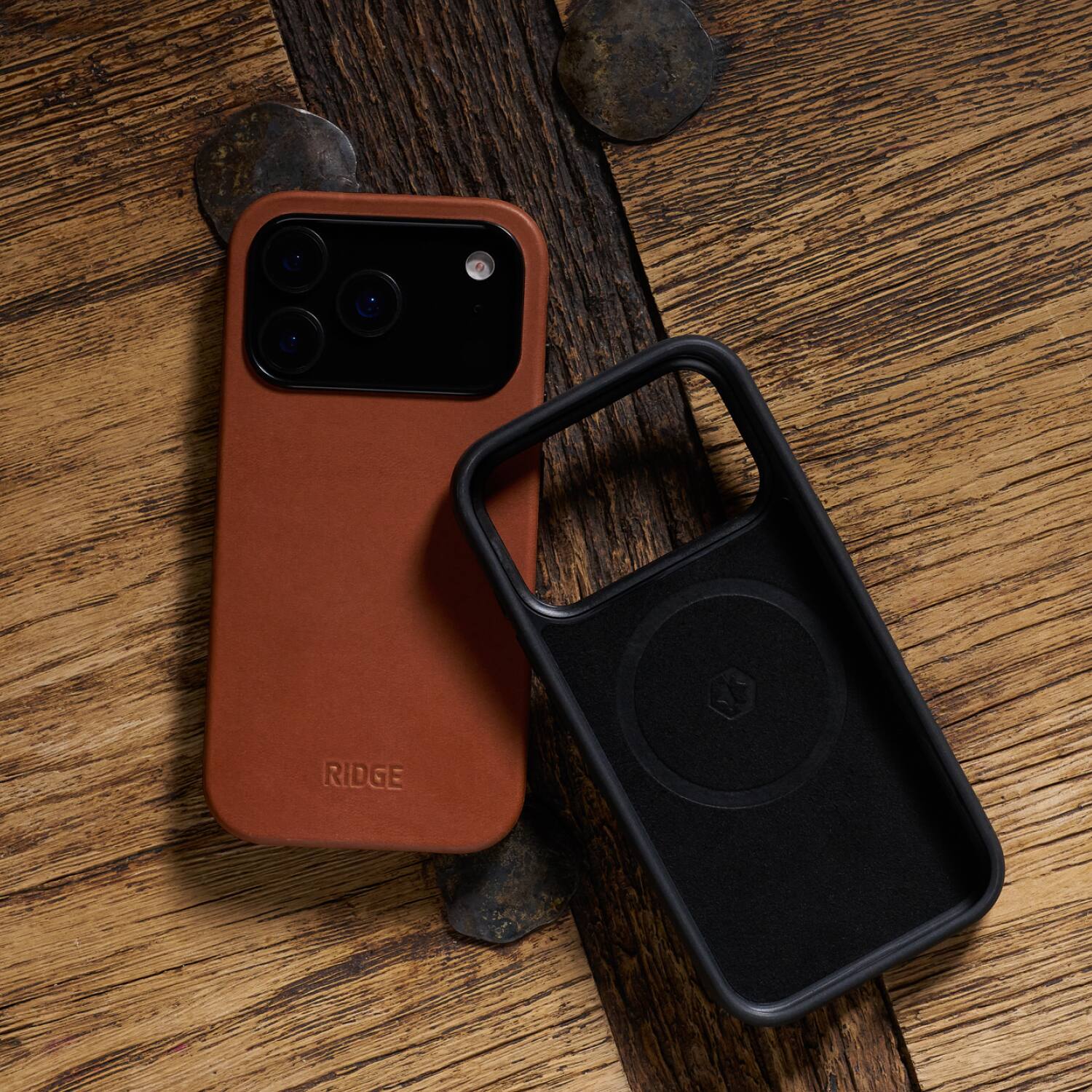 Back. The Ridge Wallet - iPhone 17 Pro - Tobacco Brown Leather - Brown.