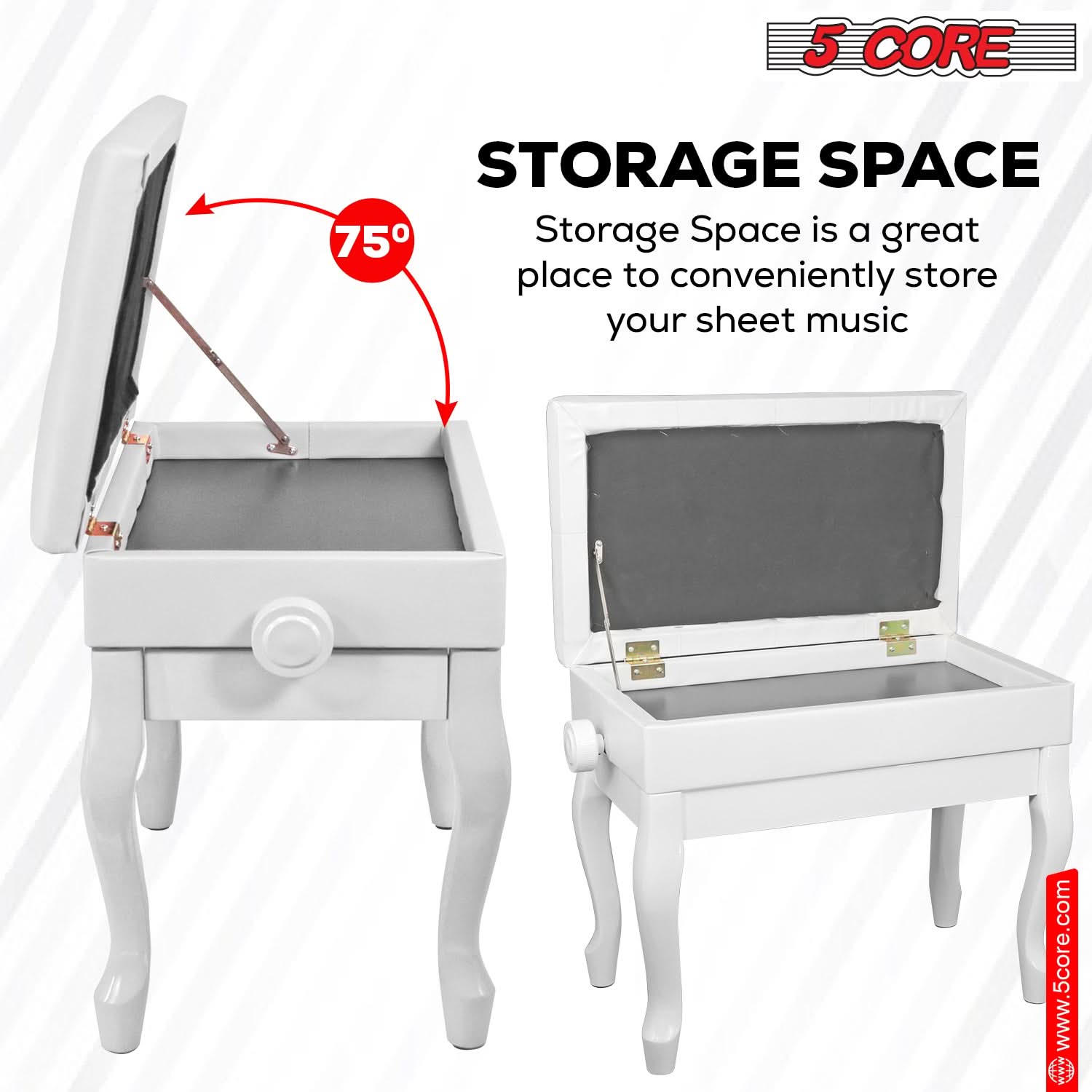 5 CORE STORAGE SPACE 75 Storage Space is a great place to conveniently store your sheet music www.5core.com