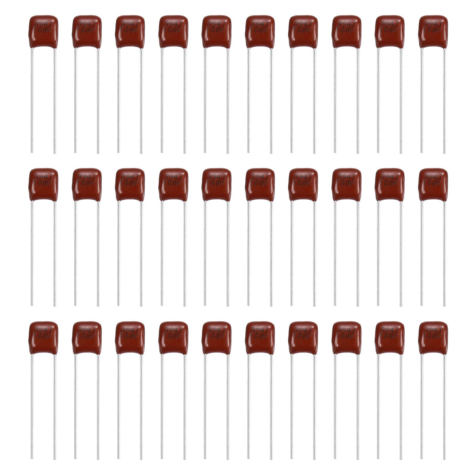 Front. Unique Bargains - 30pcs 0.39uF 100V CBB21/22 Metallized Polypropylene Film Capacitor for Electronics and Lamps - Red.