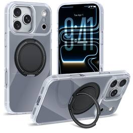 Dteck - Magnetic Case for Apple iPhone 17 Pro Max, Shockproof Slim Protective Cover with 360° Rotation Stand - Gray