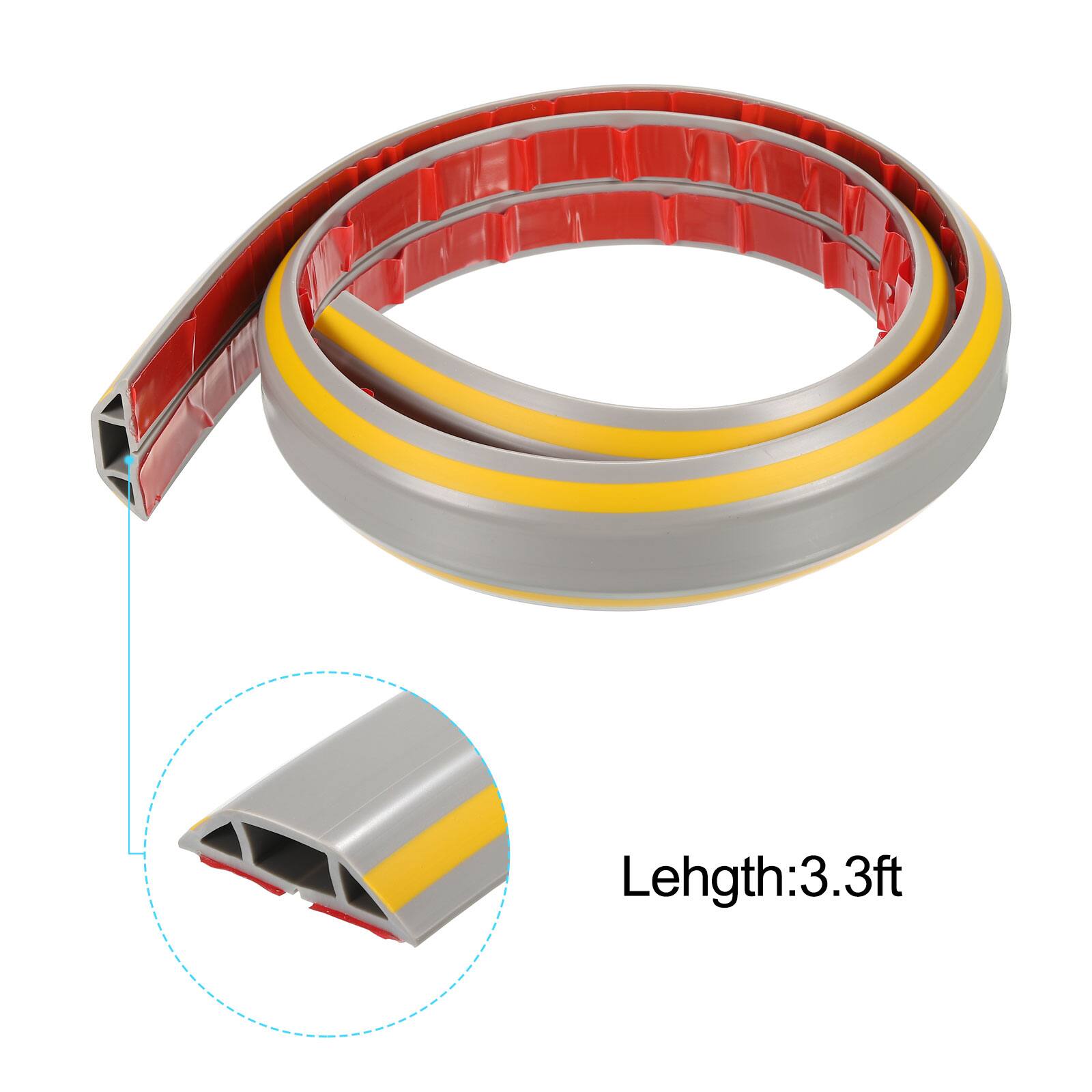 Alt View 2. Unique Bargains - Floor Cord Cover Cable Protector 3.3ft Self Adhesive Extension Cable Management for Home Office 0.55" W x 0.28" H - Yellow Grey.