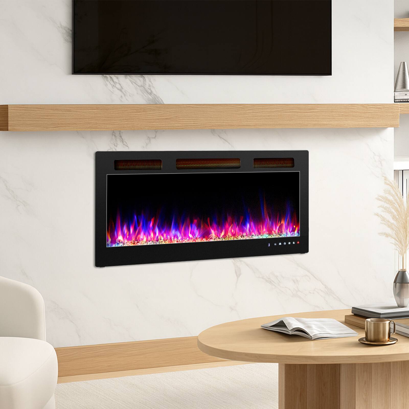 Alt View 5. Winado - 30" Electric Fireplace Insert, 1500W Wall-mounted/Built-in Fireplace Heater with WIFI Control, Remote Control - Black.