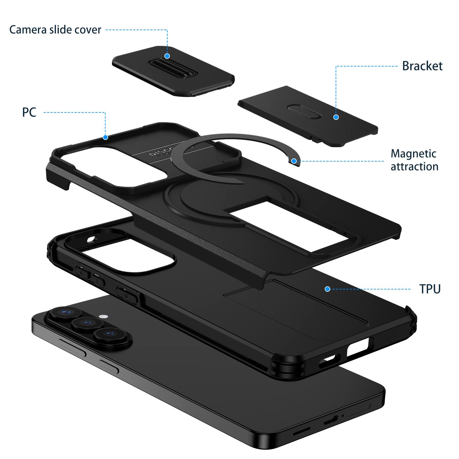 Camera slide cover  
Bracket  
PC  
Magnetic attraction  
TPU