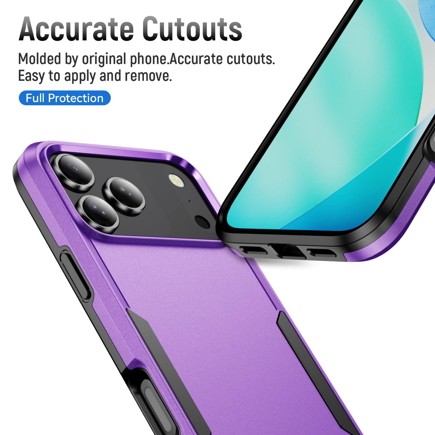Accurate Cutouts  
Molded by original phone. Accurate cutouts. Easy to apply and remove.  
Full Protection