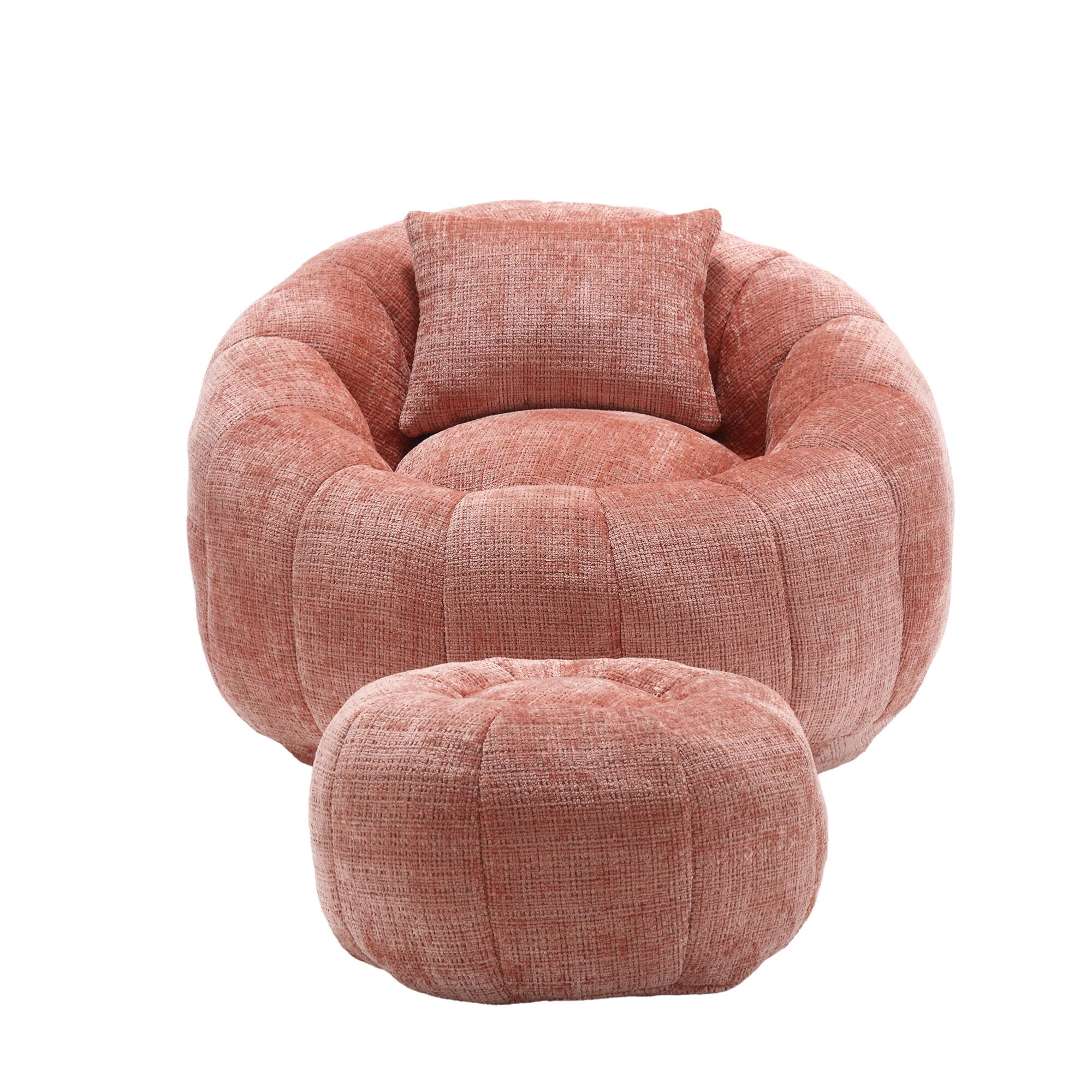 Alt View 9. GOODSILO - Modern Round Bean Bag Chair with Ottoman - Ultra Comfortable Lounge Sofa for Living Spaces - Pink.