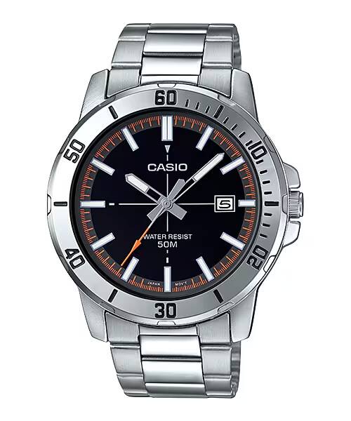 Casio - Men’s Watch with Black Dial - MTP-VD01D-1E2V - Silver