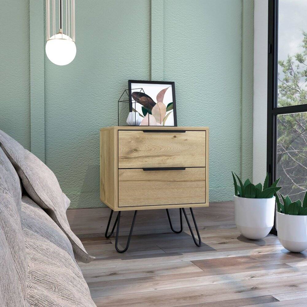 Alt View 4. TuHome - Augusta 2 Nightstand Light Oak MDF - Brown.