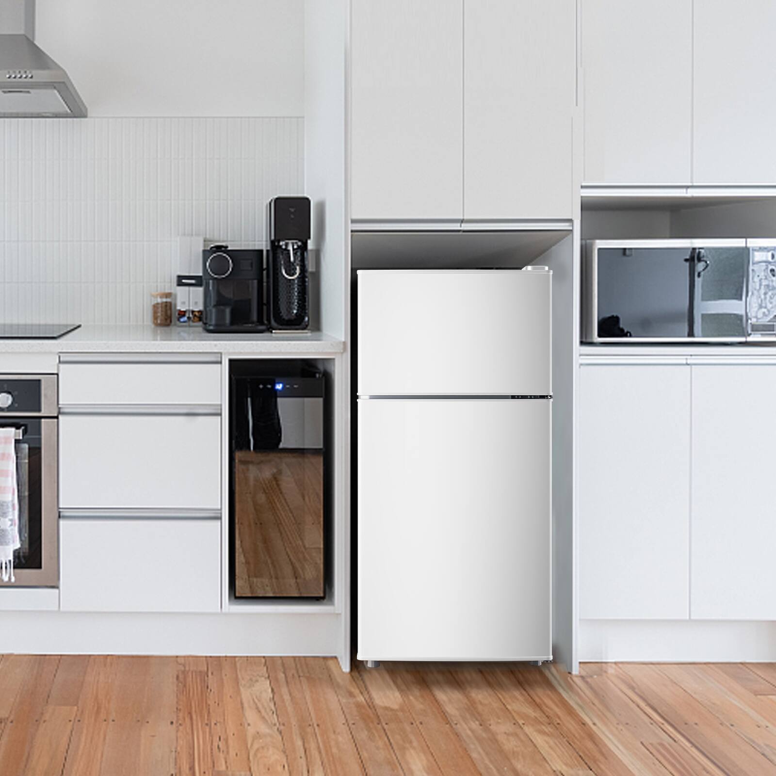 Alt View 7. DEMULLER - 2.4 Cu.Ft Compact Mini Fridge with Freezer, Dorm Kitchen Refrigerator with 7 Temperature Settings - WHITE.