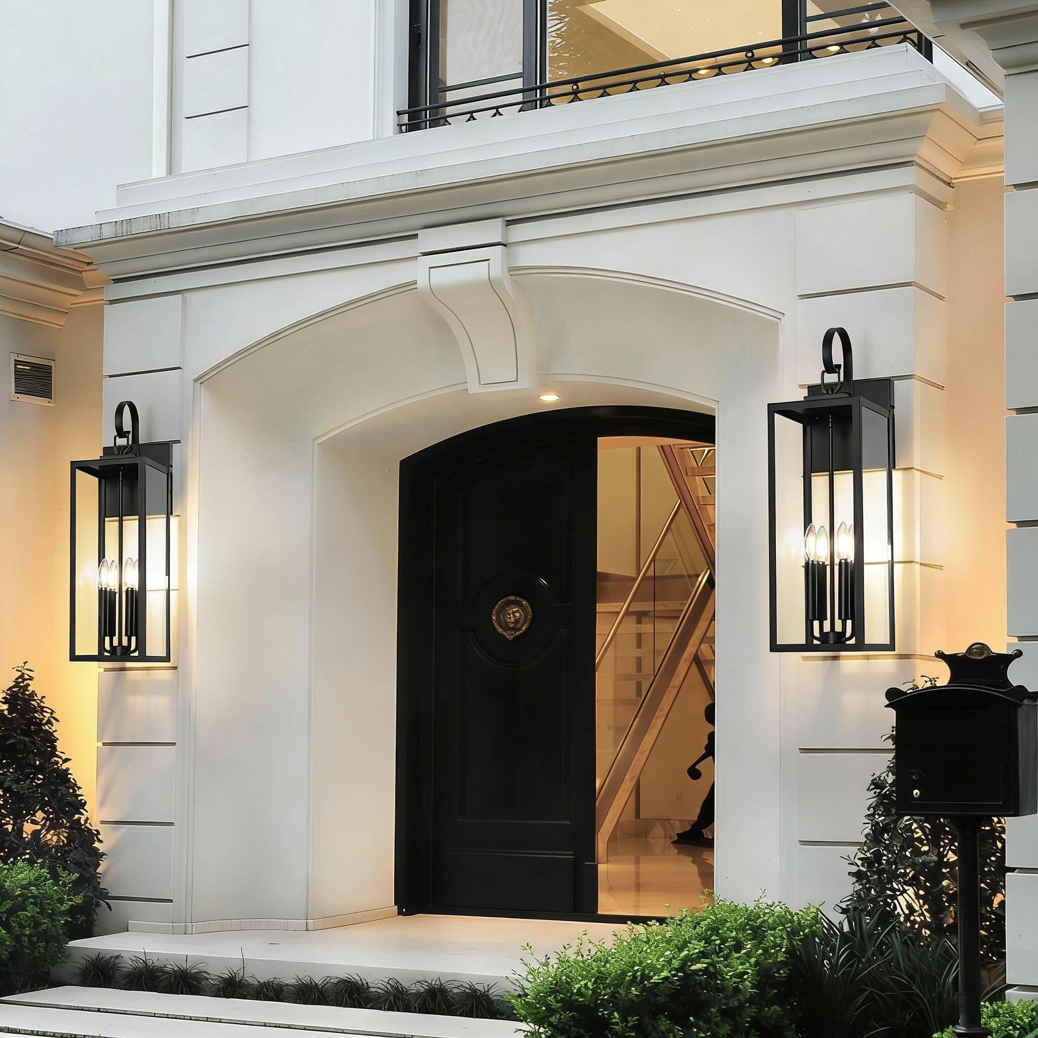 Angle. Nordic Hygge - 25" 4-Light Extra Large Outdoor Wall Light Fixture.