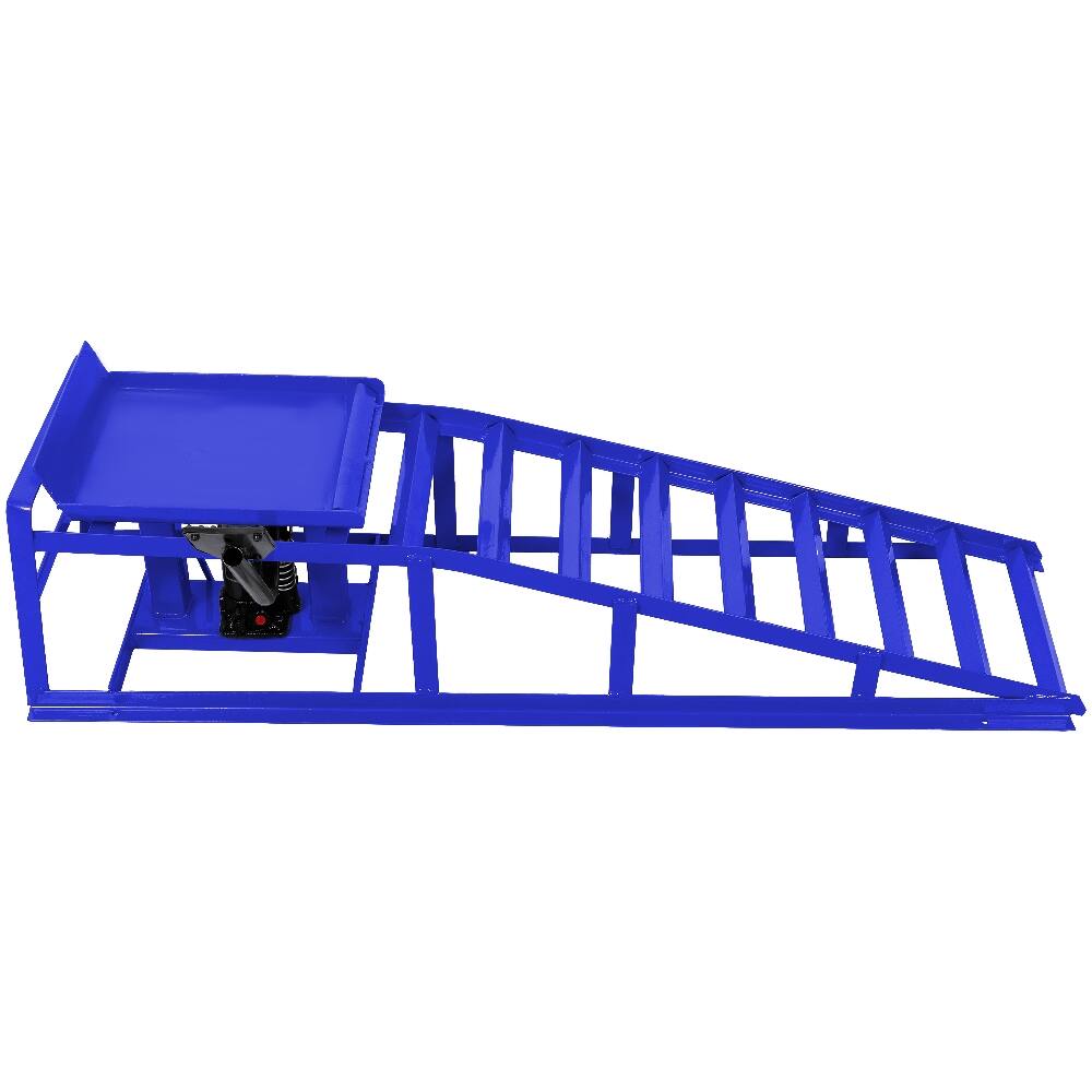 Angle. Ropilly - Ropilly 5 Ton Hydraulic Car Ramps Truck Service Lifts with Pedal Auto Repair Frame 2 Pack Blue.