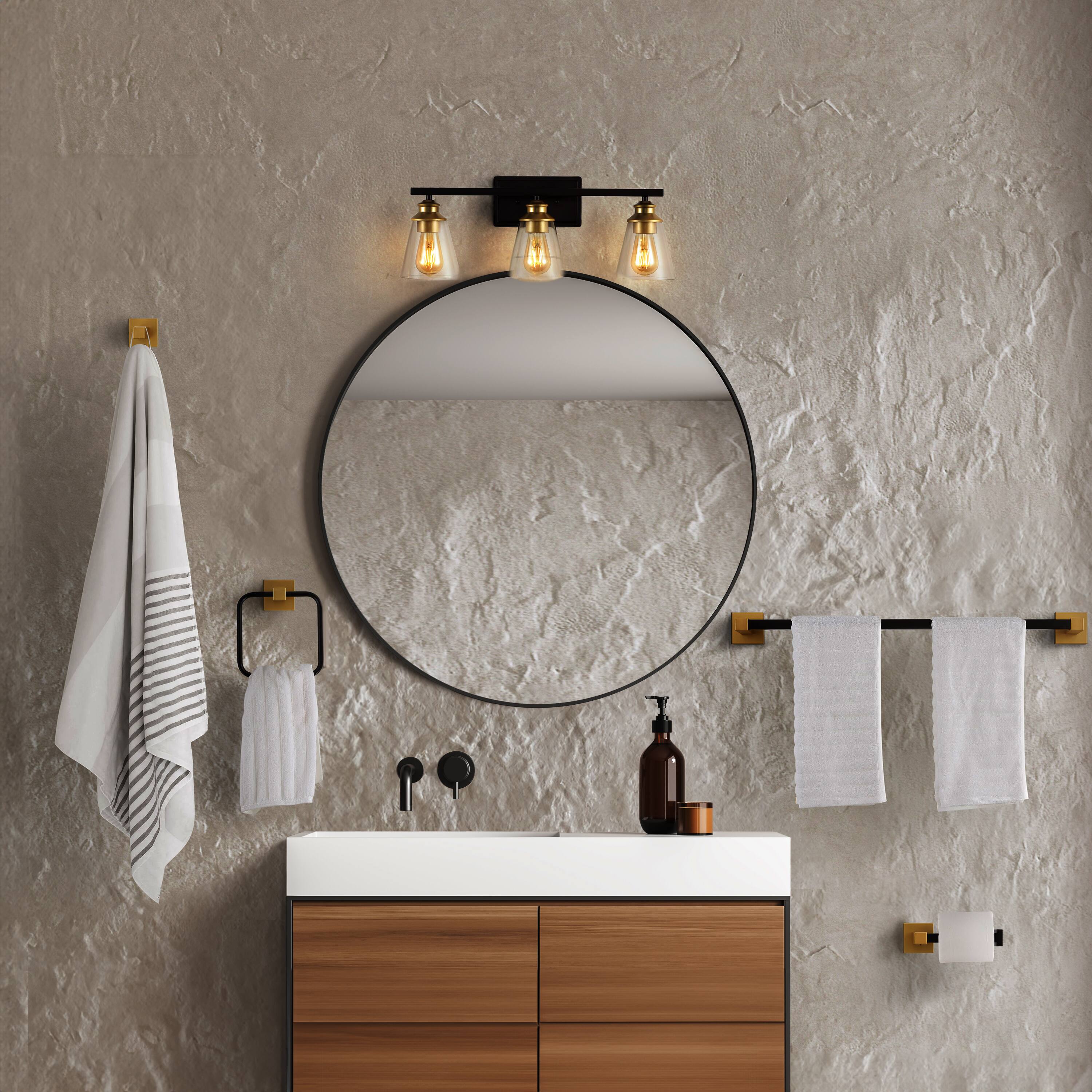 Alt View 6. Jonathan Y - Arlo 22.88" 3-Light Classic Vanity Light with Bathroom Hardware Accessory Set, Oil Rubbed Bronze/Gold Painting (5-Piece) - Oil Rubbed Bronze/Gold Painting.
