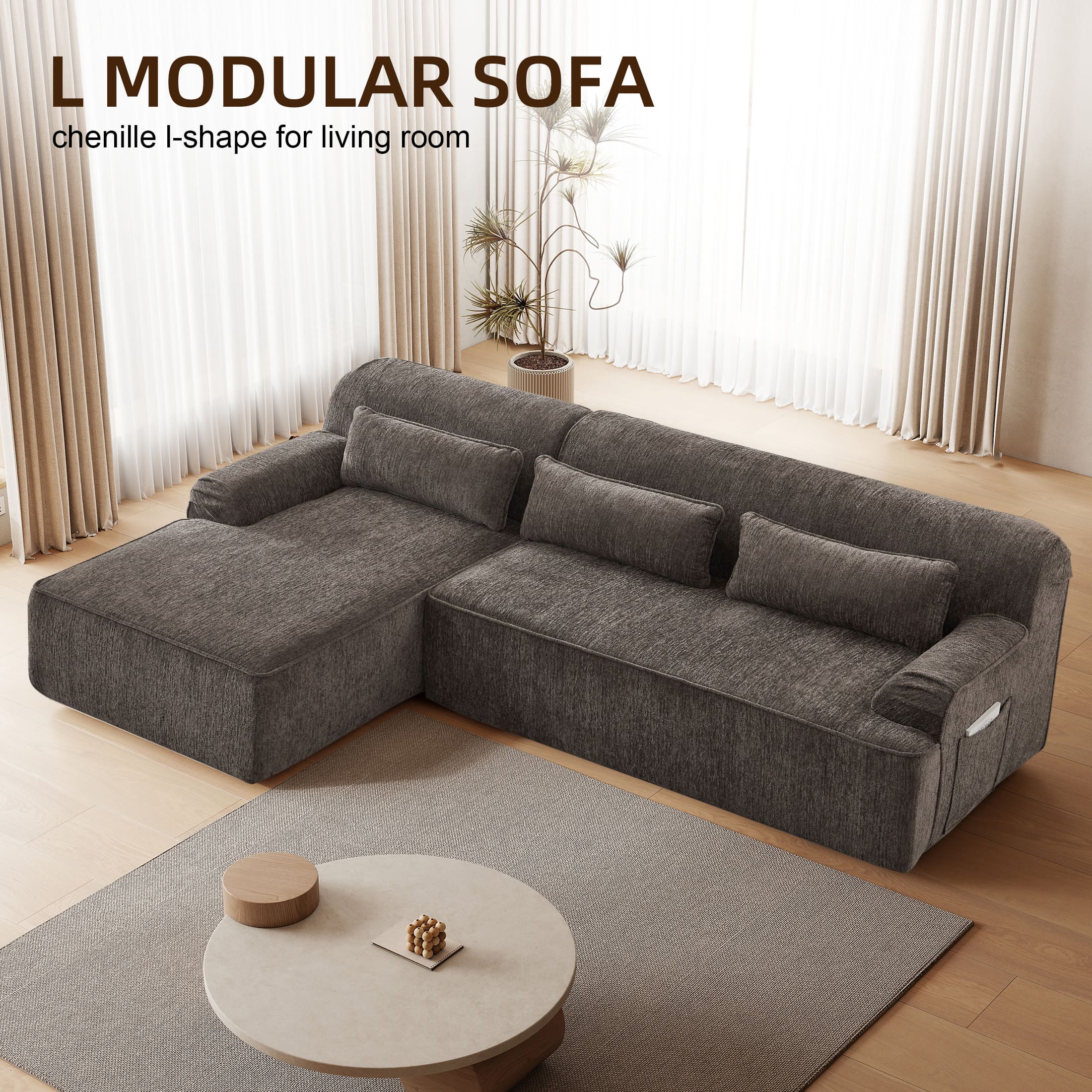 L Modular Sofa  
chenille I-shape for living room