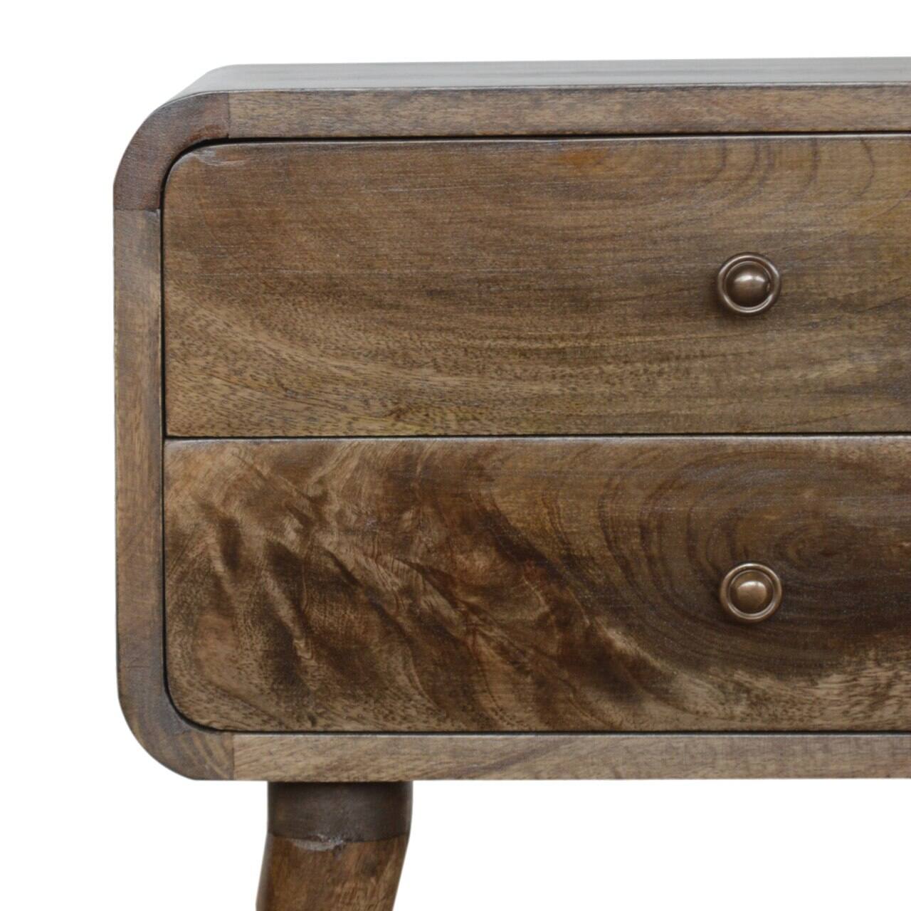 Back. Artisan Furniture - Artisan Furniture Solid Wood Curved Classic Grey Washed nightstand - Grey Washed.