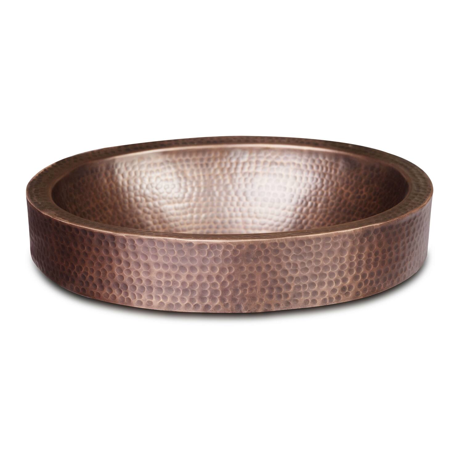 Angle. Hivvago - Oval Hammered Copper Bathroom Sink Drop-in or Vessel - Copper.