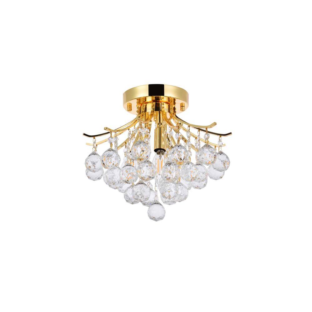 Alt View 1. Elegant Lighting - Toureg 3 light Gold Flush Mount Clear Royal Cut Crystal - Gold.