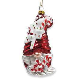 OrnamentallyYou - Candy Cane Gnome Glass Christmas Ornament - Multi-colored