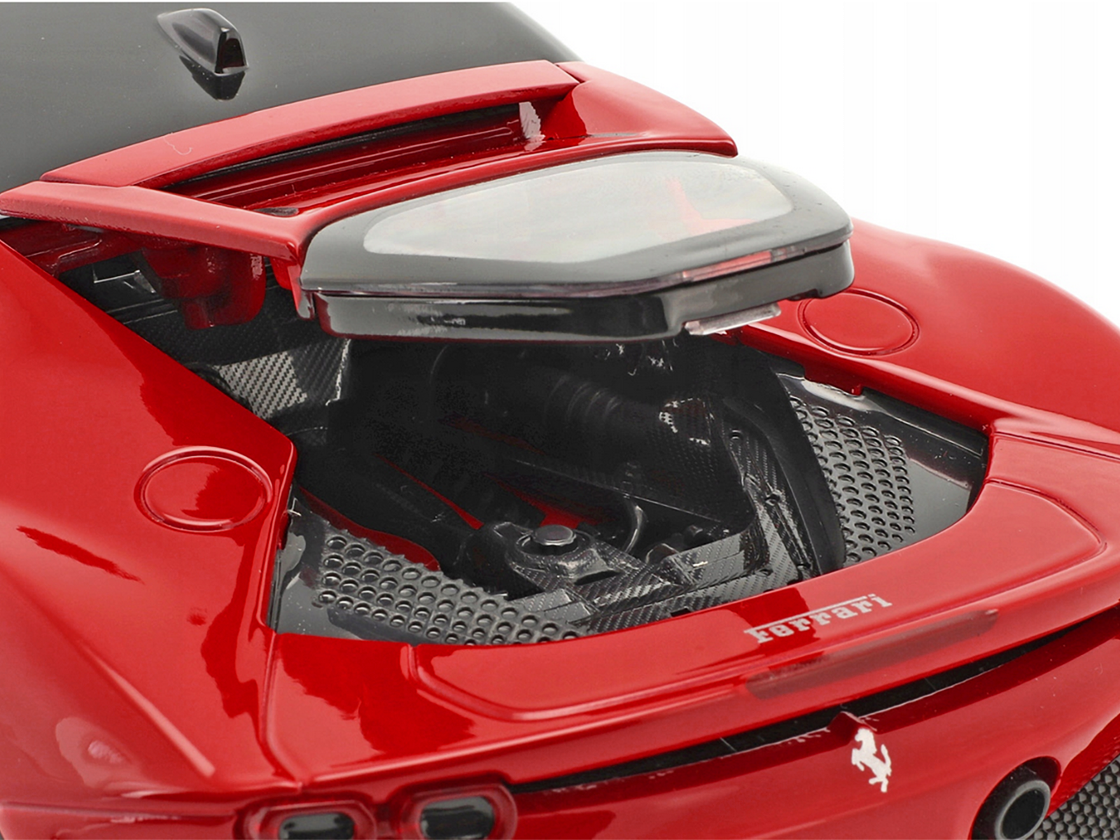 Alt View 2. Bburago - Ferrari SF90 Stradale Red with Black Top "Race + Play" Series 1/18 Diecast Model Car by Bburago.