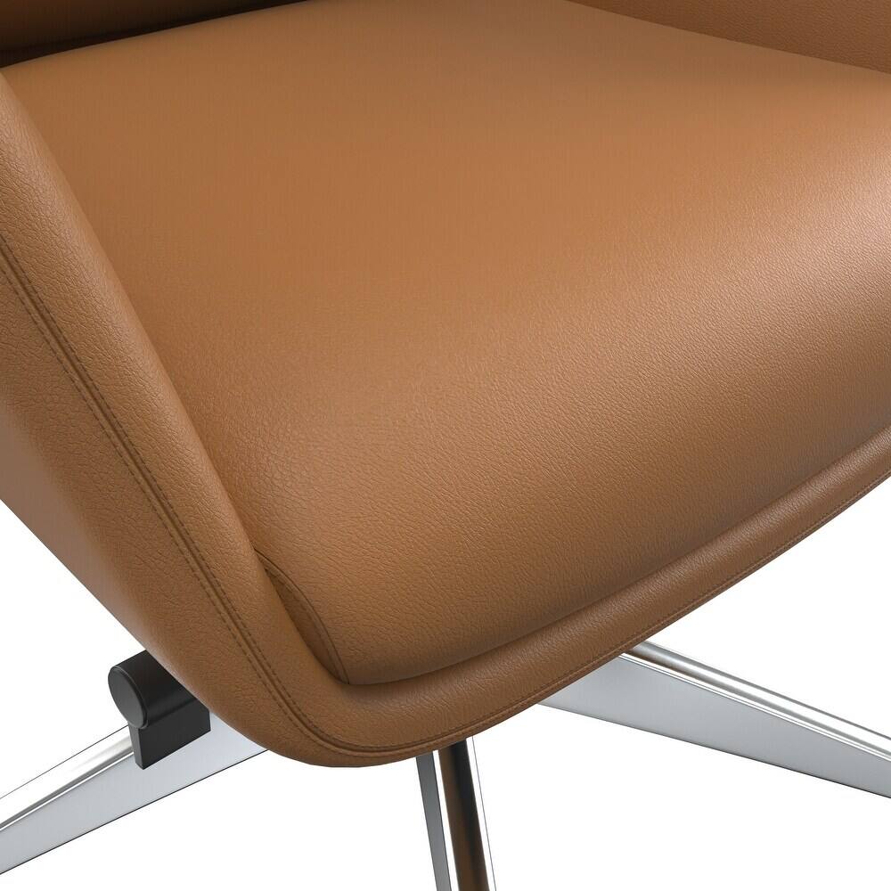 Alt View 3. LeisureMod - Summit High-Back Swivel Leather in Metal Frame Office Desk Chair with Adjustable Height, Tilt & Plush Cushion - Acorn Brown.