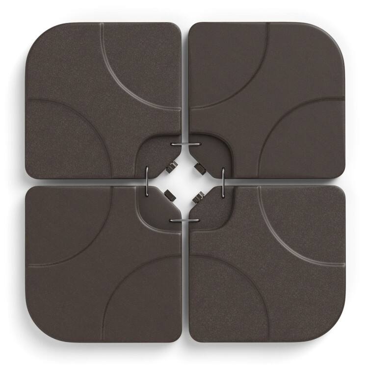 Alt View 4. Mondawe - 20 in Patio Offset Water Filled Plate Umbrella Base 4-Piece Stackable - Coffee.